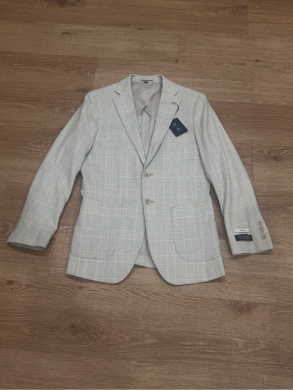 Jos A Bank Slim Fit Linen Blend Plaid Sport Coat Blazer 36R NWT